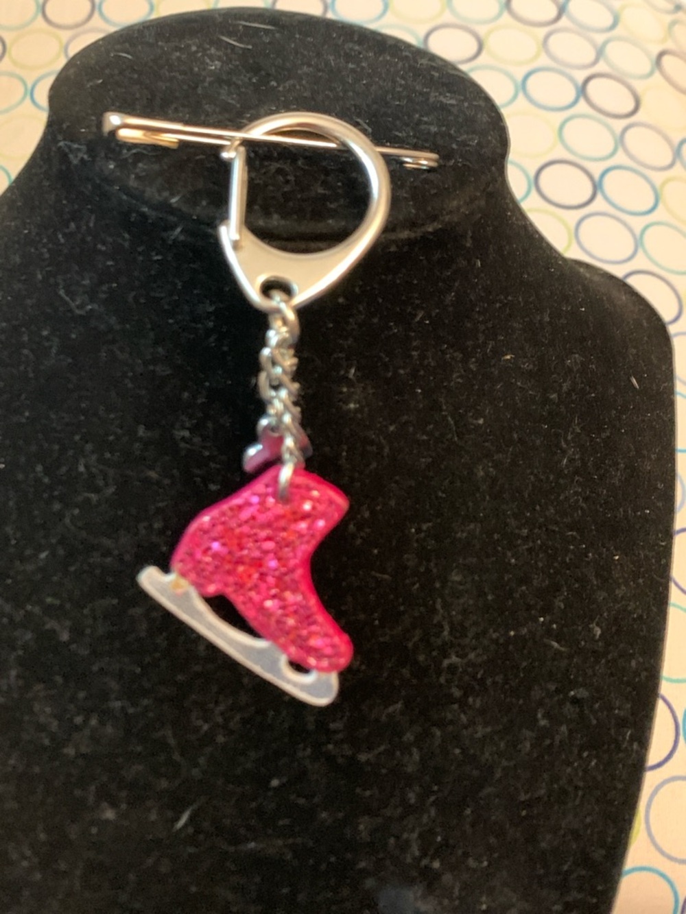 GAP Pink Glitter Ice Skate Key & Card Holder Charm